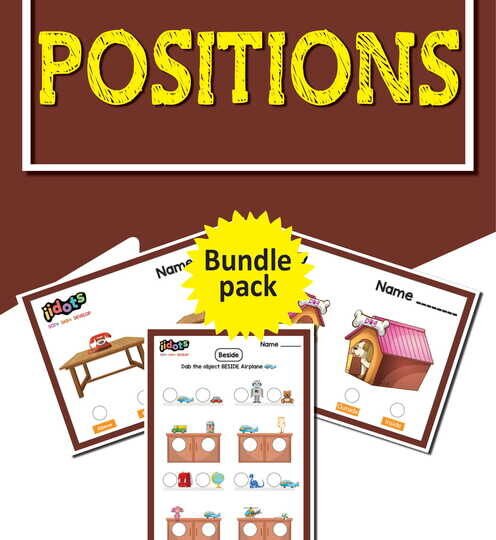 This is a bundle pack of 14 pages containing position worksheets. The exercises in these worksheets are based on different positions, providing kids with opportunities to understand and recognize position words that describe the positions of objects.