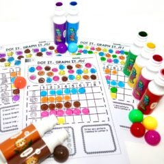 Number-picture-based mathematical iidots worksheet where Kids use dot markers to dab graphs and learn counting in a fun, interactive way.
