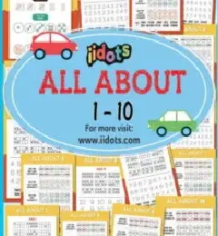 The 'iidots' worksheet set consists of 21 worksheets, each containing tasks based on numbers from 1 to 10. Below, digits are written, and in the graphs above, dots are drawn to match the number of written digits. This enhances children's observation skills and with repeated practice, children easily engage in learning.