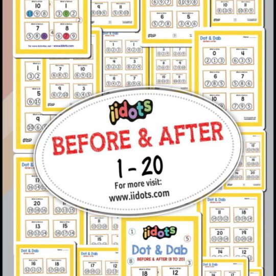 This iidots worksheets contains a combination of exercises involving After and Before. Through, these mathematical exercises, tiny tots will learn how to find the Before and After numbers. Number counting is the basic math skill that will help the child to recognize the order of the numbers.