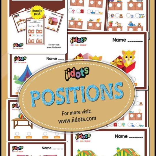 Position worksheet contains exercises on different positions, such as above, beside, inside, outside. It helps children to develop vocabulary words which enhance their language skill and build the mental ability related to directions and locations.