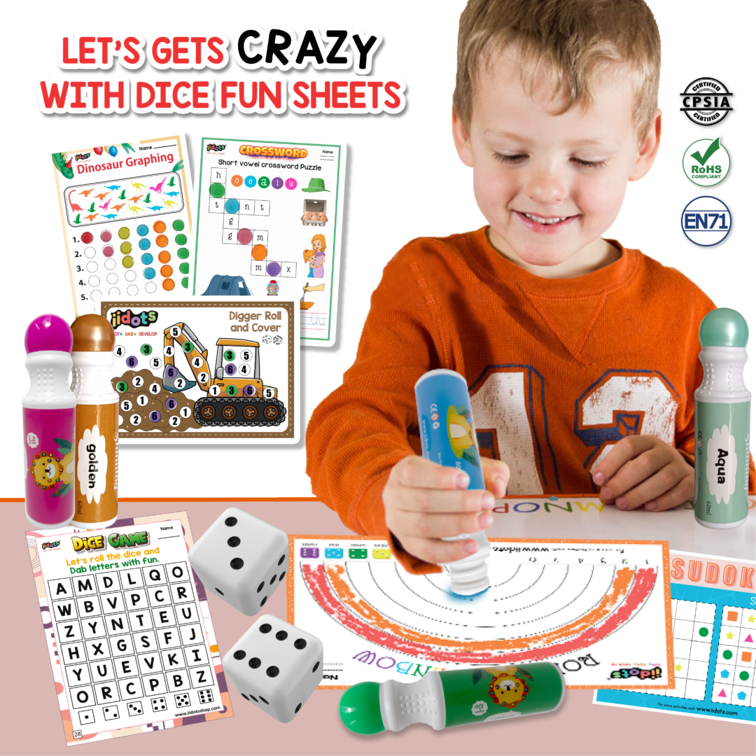 I am sure your child will enjoy engaging with iiDot Dice Fun Sheets and derive great pleasure from their first steps in learning and the set of 8 different colours ensures long-lasting enjoyment.